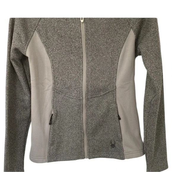 Spyder Heather gray bonded sweater fleece lined full zip hooded jacket NWT Med - Picture 4 of 7